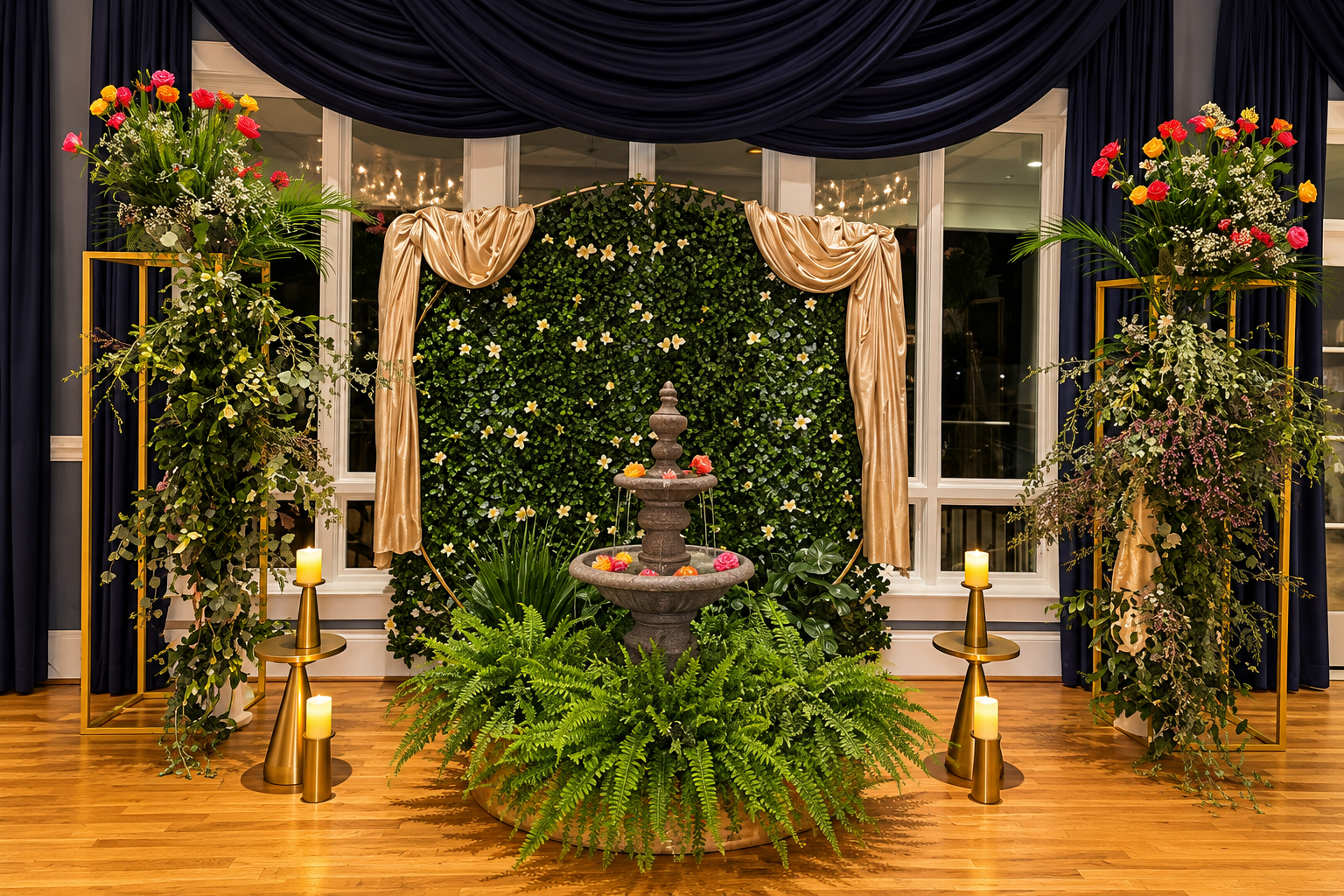 Custom Floral Installation — Starting at $500+
Statement floral styling for fountains, backdrops, entryways, and other focal areas, customized to your venue and wedding vision.