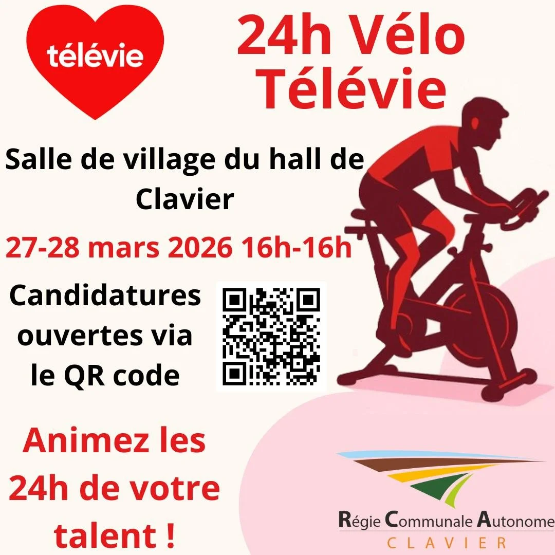 🚴&zwj;♂️❤️ Les 24h V&eacute;lo T&eacute;l&eacute;vie arrivent &agrave; Clavier !
Et on cherche des talents pour mettre l&rsquo;ambiance pendant l&rsquo;&eacute;v&eacute;nement 🔥🎤✨

Envie d&rsquo;animer un moment des 24h ?
➡️ Remplis le formulaire 