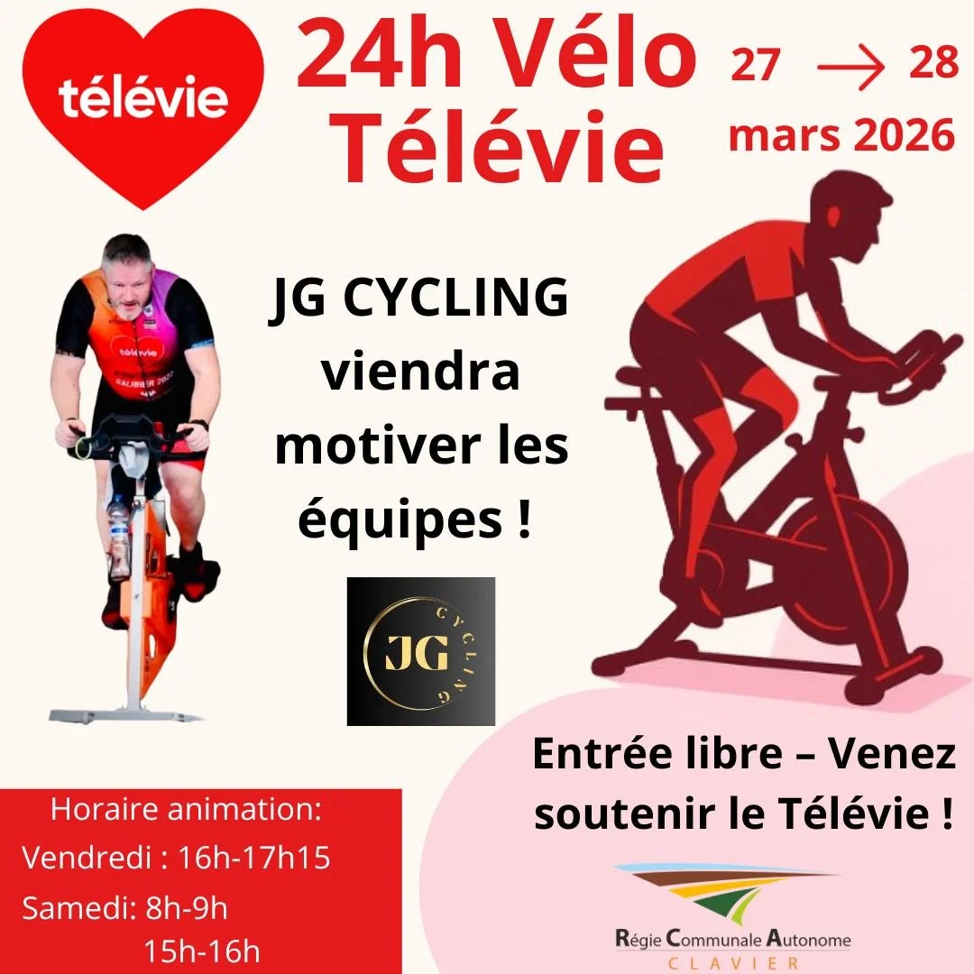 🚴 Les 24h V&eacute;lo T&eacute;l&eacute;vie seront lanc&eacute;es avec &eacute;nergie !

Pour garder le rythme pendant les 24 heures, @jg_cycling_havelange  sera pr&eacute;sent &agrave; plusieurs moments du week-end pour motiver les &eacute;quipes e