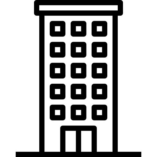 Une silhouette d'immeuble de grande hauteur avec plusieurs fenêtres.