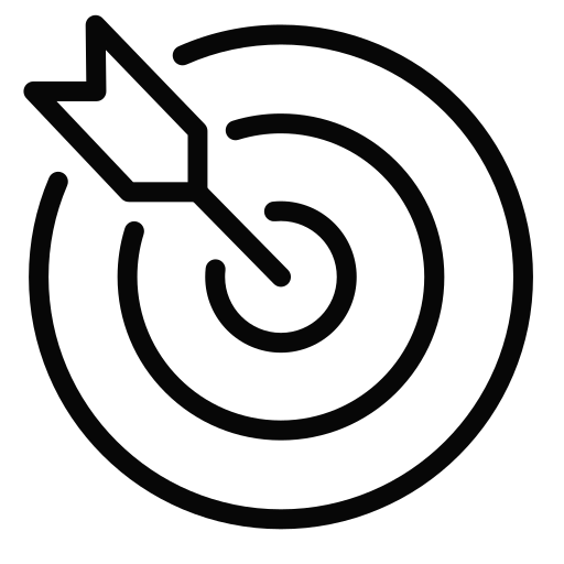 Icon of a dart hitting the center of a target.