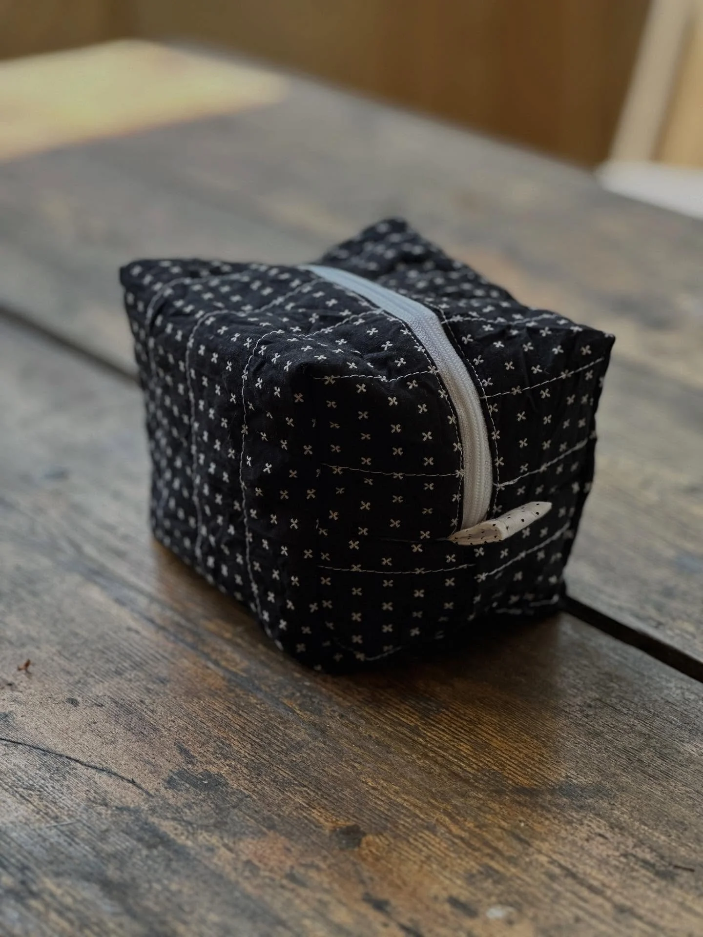 Black to the Core is available for purchase from the link in my bio!  Sustainable one-of-a-kind vanity pouch made from vintage fabrics. Measuring 6&Prime; wide x 5&Prime; deep x 5&Prime; tall, it&rsquo;s perfectly sized for everyday essentials.

The 