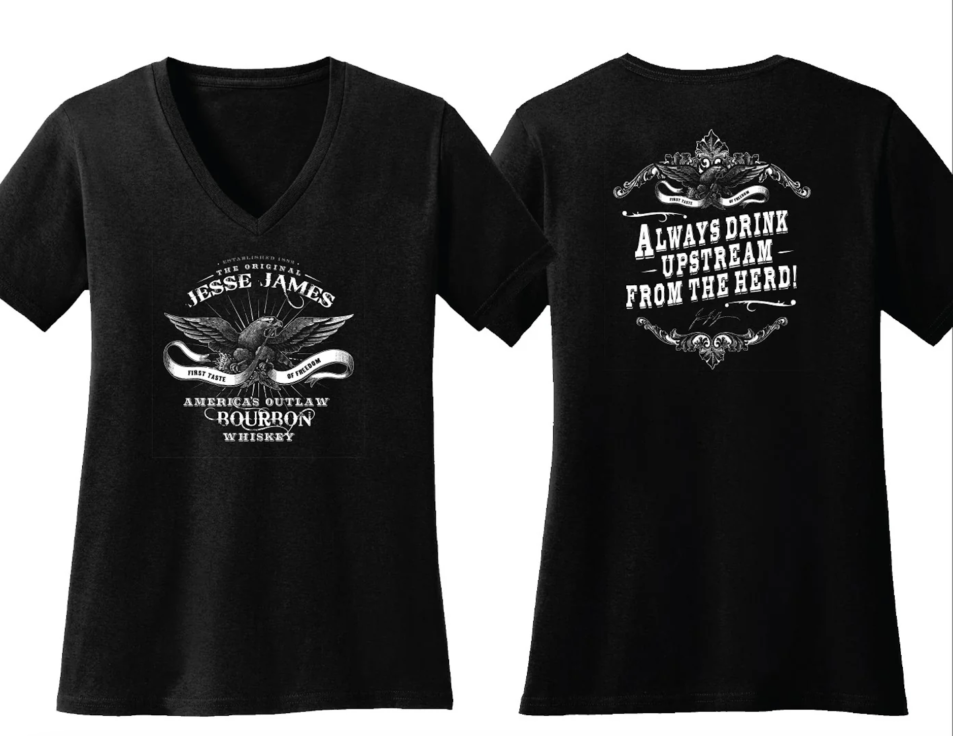 JESSE JAMES AMERICA'S OUTLAW BOURBON WOMEN'S TEE **NEW STYLE**