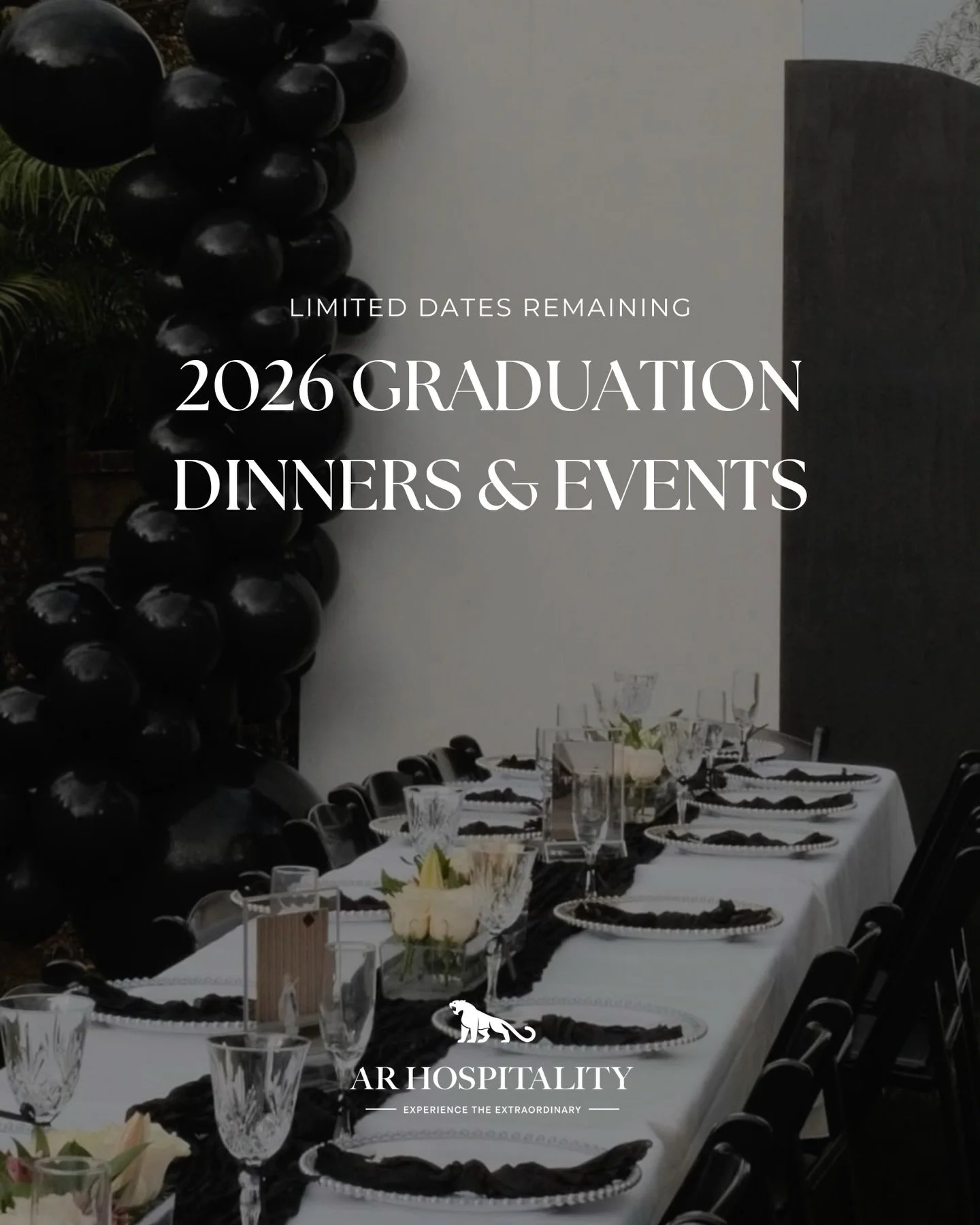 Looking to host the perfect graduation celebration? Our calendar is nearly full for the 2026 season! 🎓

AR Hospitality designs each event with intention, layering personalized favors, a curated food and beverage experience, and luxury details tailor