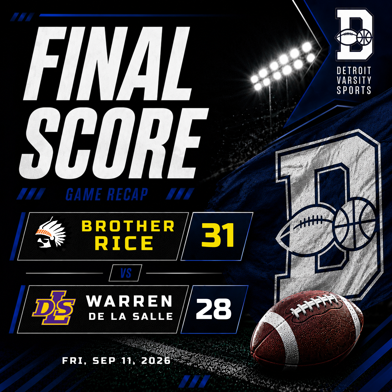 Brother Rice Holds Off De La Salle in 31-28 Thriller