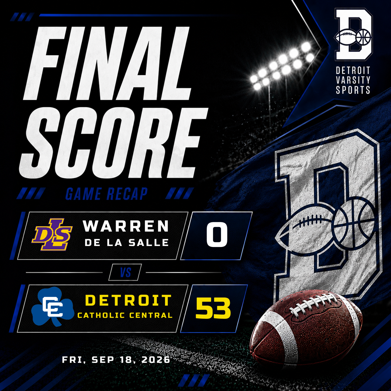 Gideon Gash Electrifies as Catholic Central Dominates De La Salle, 53–0