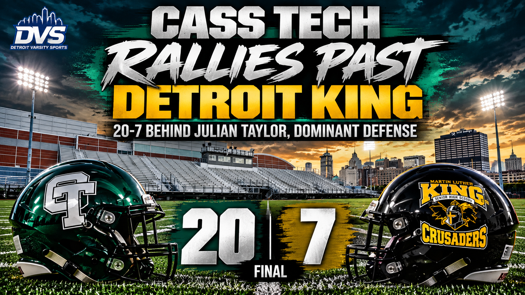 Cass Tech Rallies Past Detroit King 20–7 Behind Julian Taylor, Dominant Defense