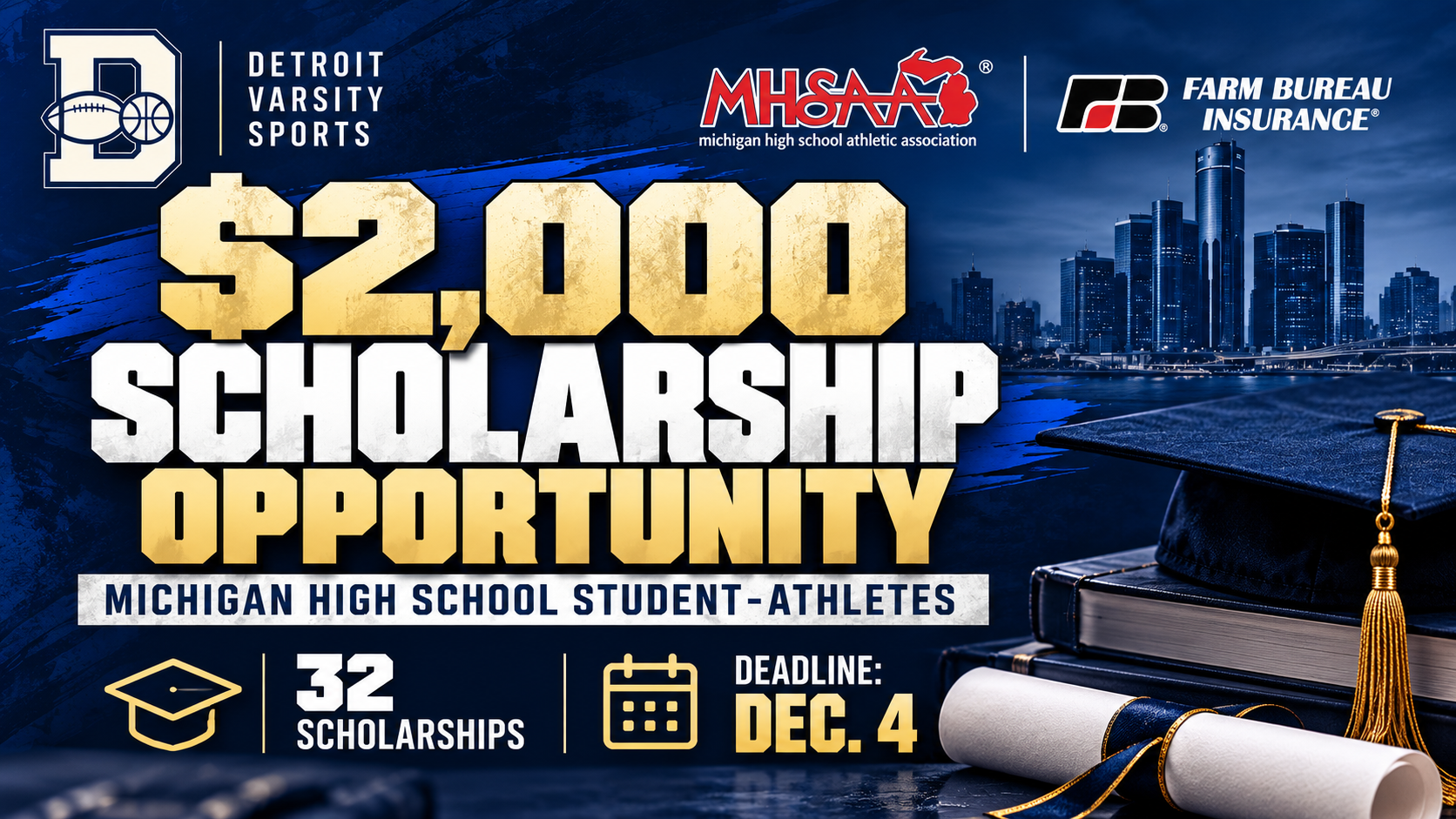 $2,000 Scholarship Opportunity Opens for Michigan High School Student-Athletes