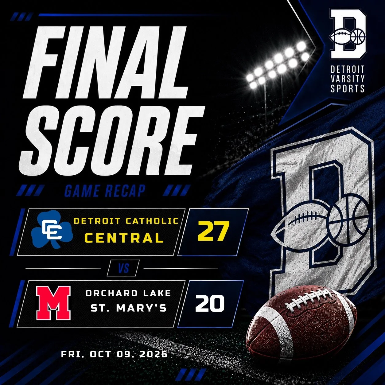 Catholic Central Erases 14-Point Deficit, Stuns Orchard Lake St. Mary’s 27–20 to Stay Unbeaten