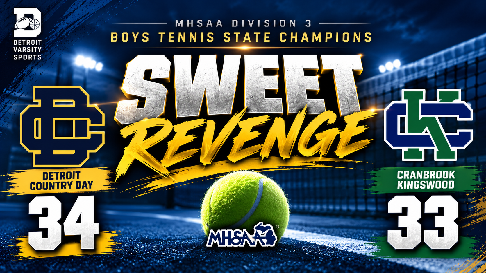 SWEET REVENGE! Detroit Country Day Edges Cranbrook 34–33 to Capture Division 3 Boys Tennis State Championship