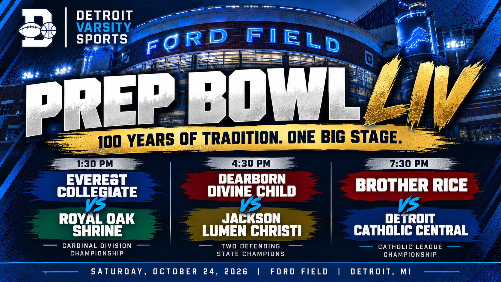 Prep Bowl LIV Takes Center Stage at Ford Field as Catholic Central, Brother Rice Headline Centennial Celebration