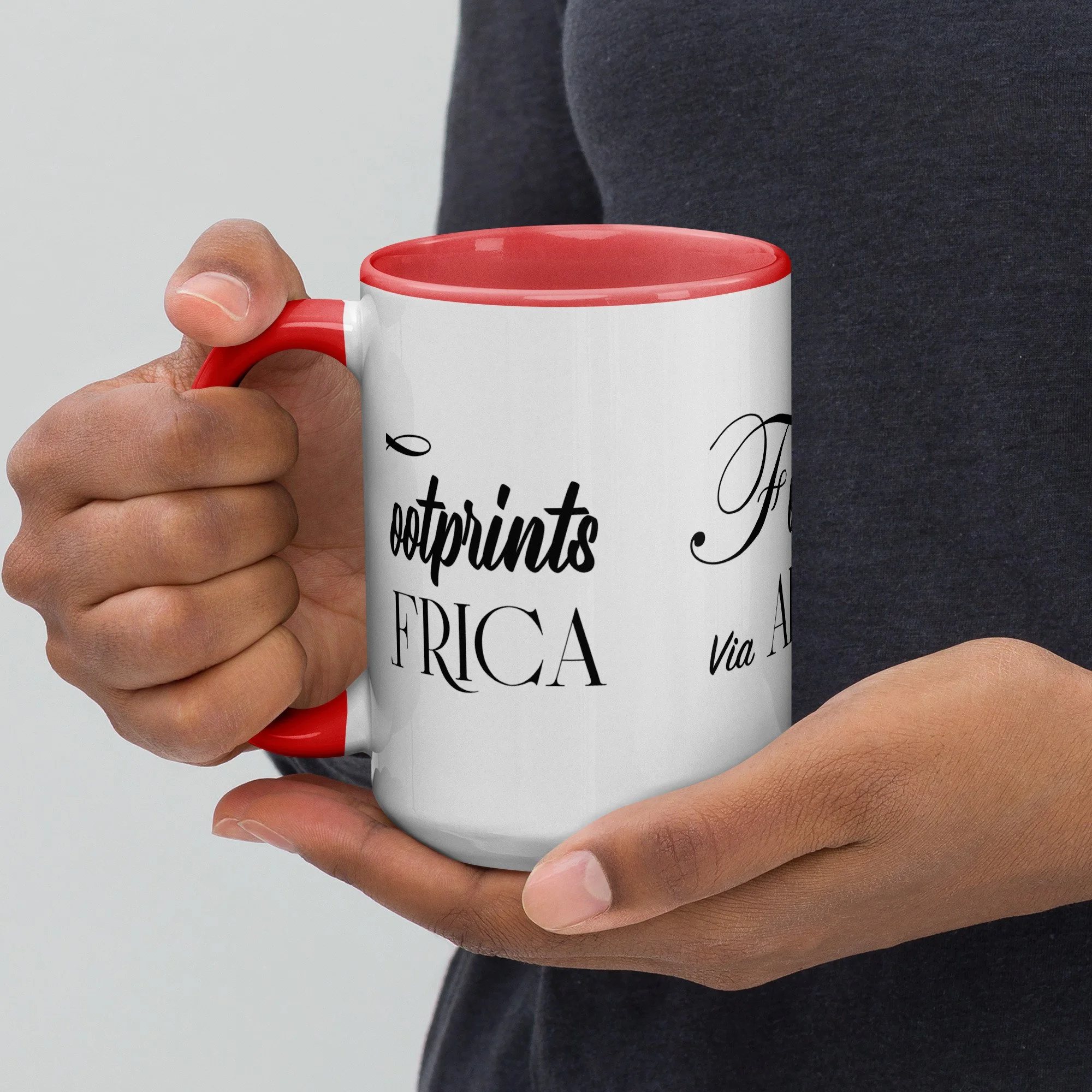 Footprints Mug with Color Inside 15.0z
