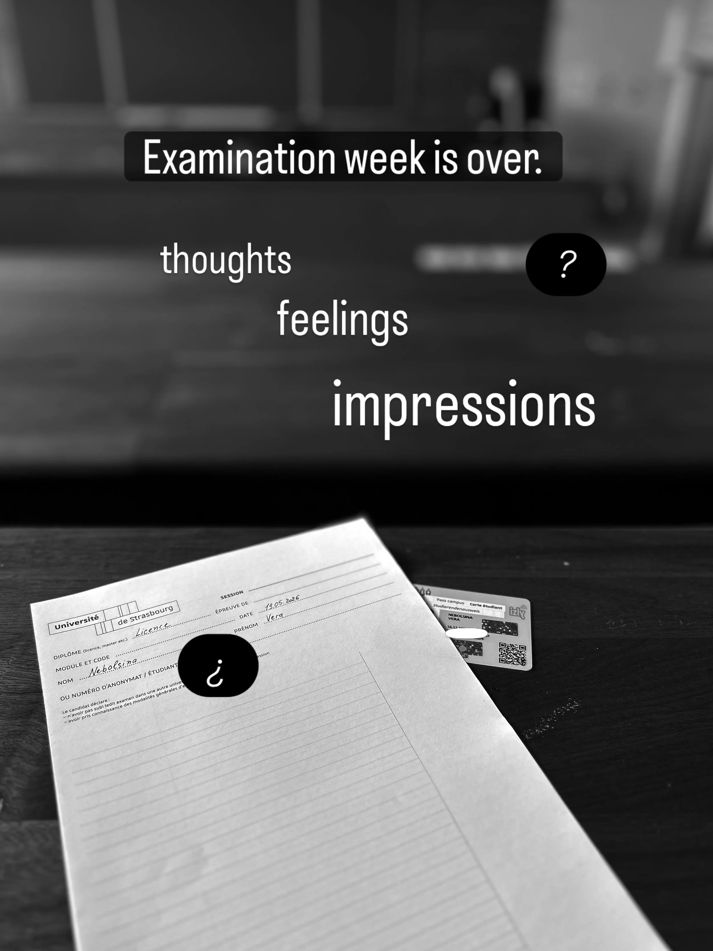 Yes, it was a truly impressive week&hellip; 
Quite a bit of pressure. 
It has definitely left some marks, 
some &ldquo;imprints&rdquo; on me.

🦉Examination week is designed to assess what I&rsquo;ve learned over the academic year.
It&rsquo;s nice, i