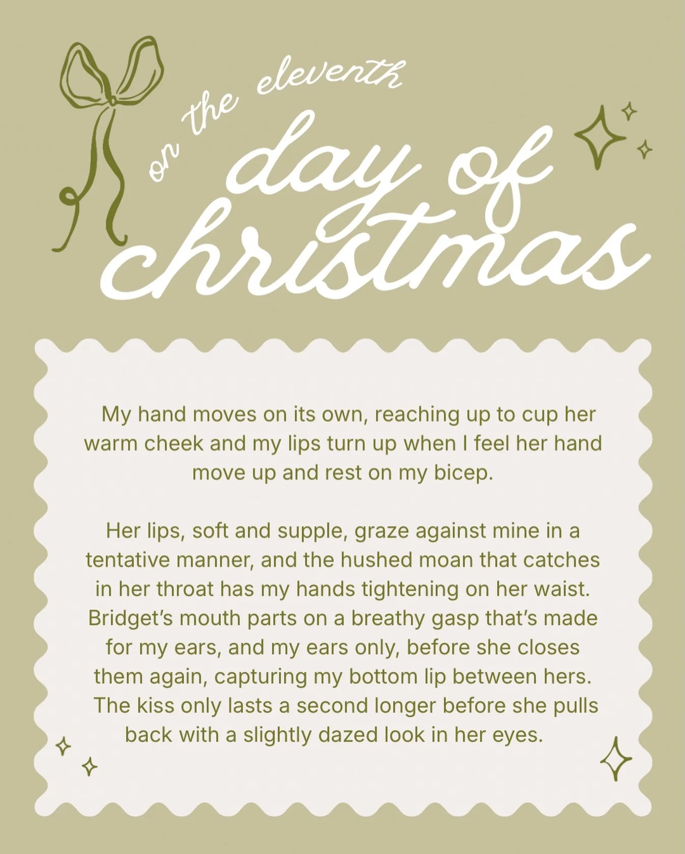 on the eleventh day of christmas&hellip;

for every day, on the next twelve days, i&rsquo;ll be sampling chapters from one to twelve! i can&rsquo;t wait for you all to get little peeks into what&rsquo;s to come!

a few more days left 🤭

🤍 engagemen