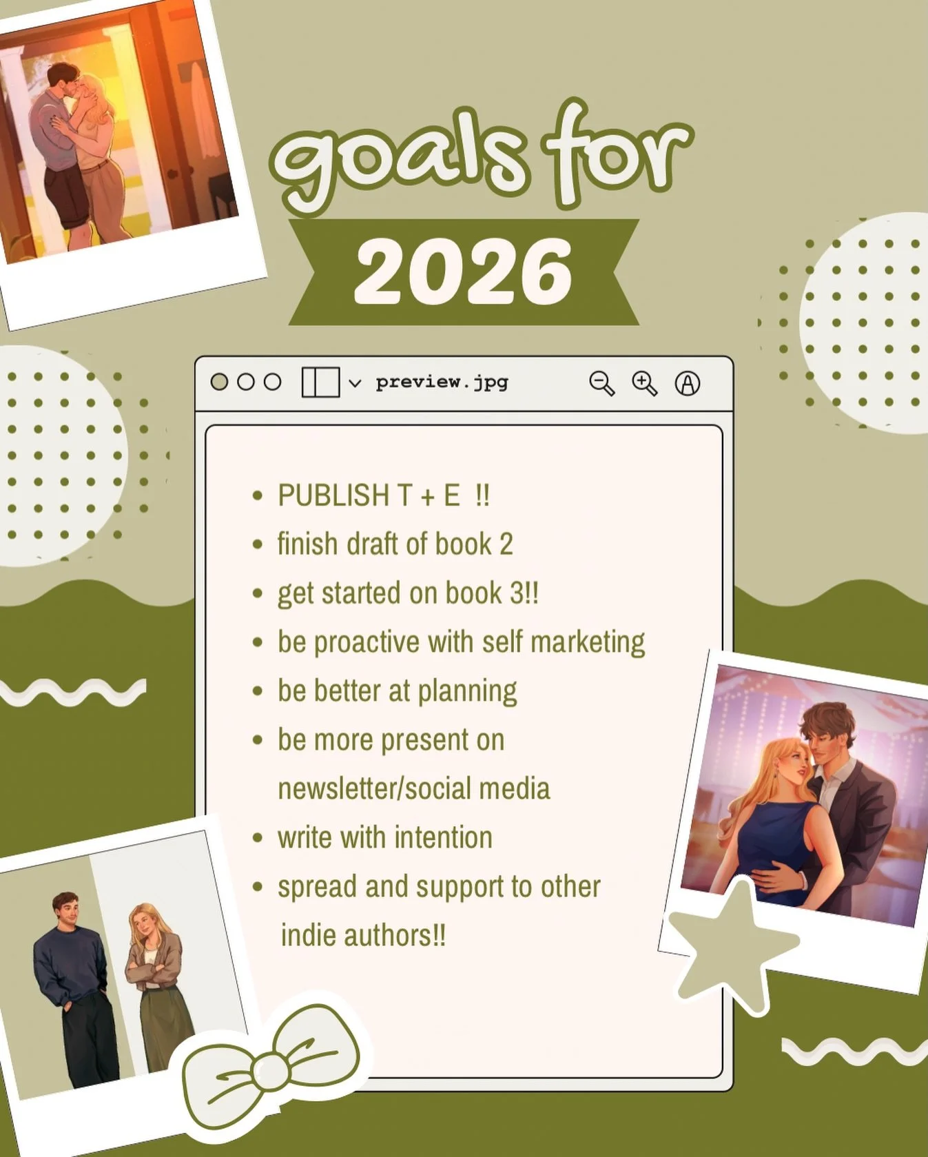 goals for 2026&hellip;

&hellip;this year will hopefully be a good one for me!! i can&rsquo;t wait for you all to meet my characters and read my debut! 

i was inspired by @ajvictoriawrites on their goals for the upcoming year so i decided to do the 