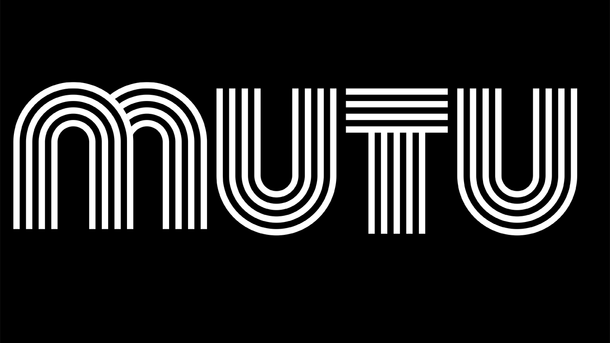 Stylized black and white logo spelling 'MUTU' with layered lines.