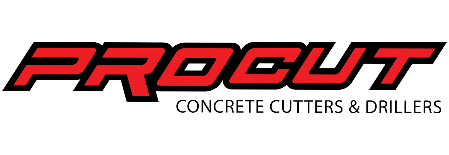 Logo for Procut with black background and red text