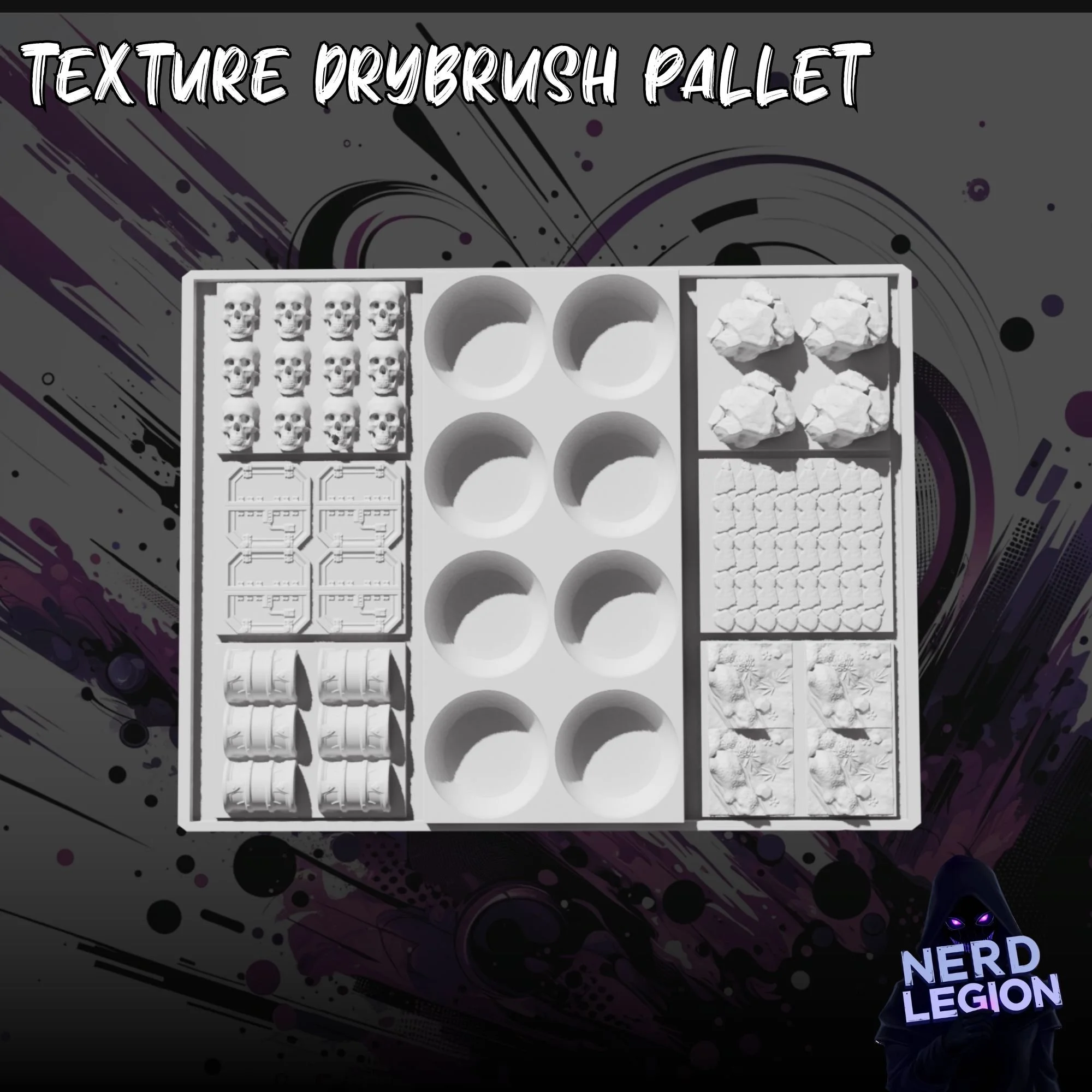 Drybrush Texture Palette With Paint Holders