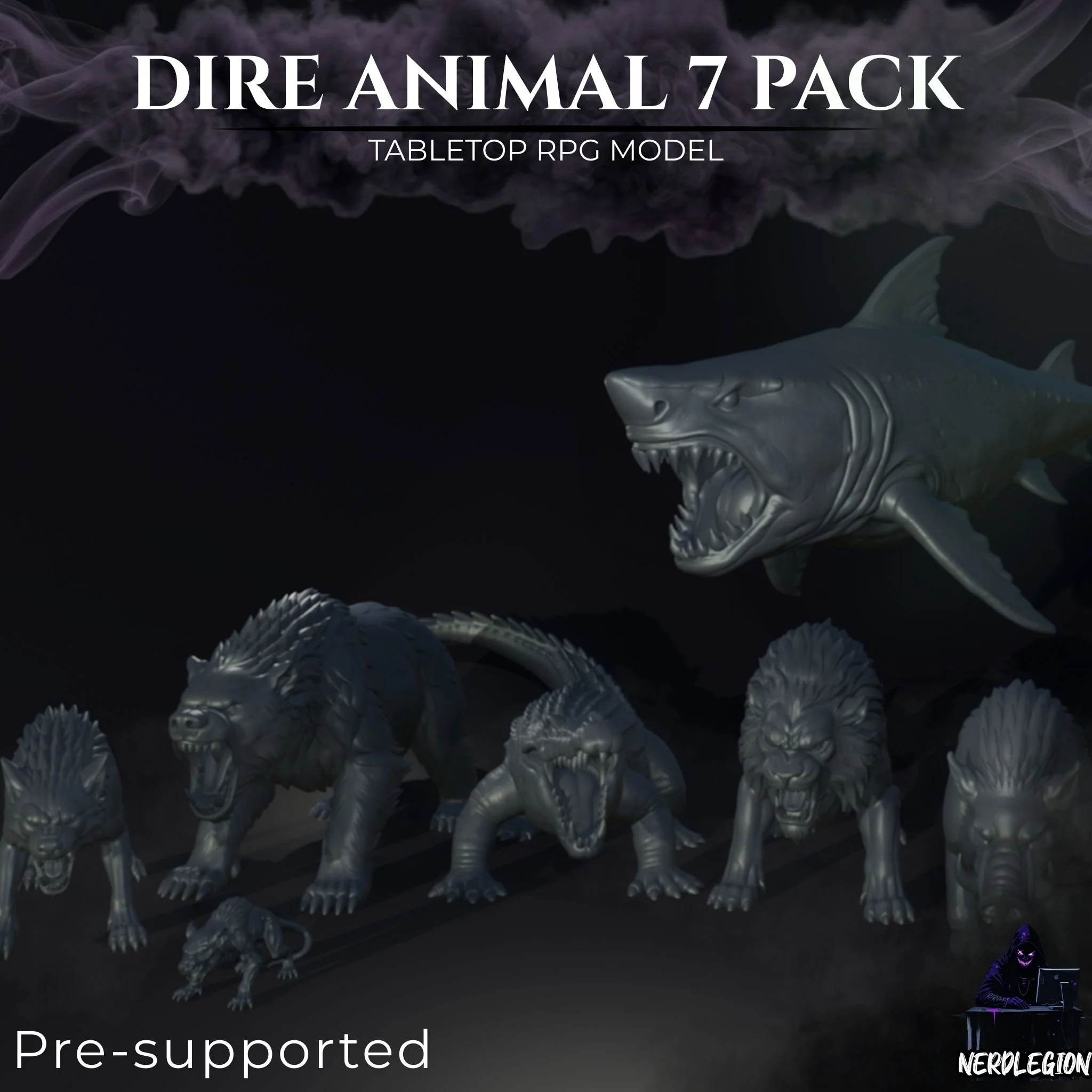 Dire Animals Pack - Dungeons and Dragons 3D Model STL