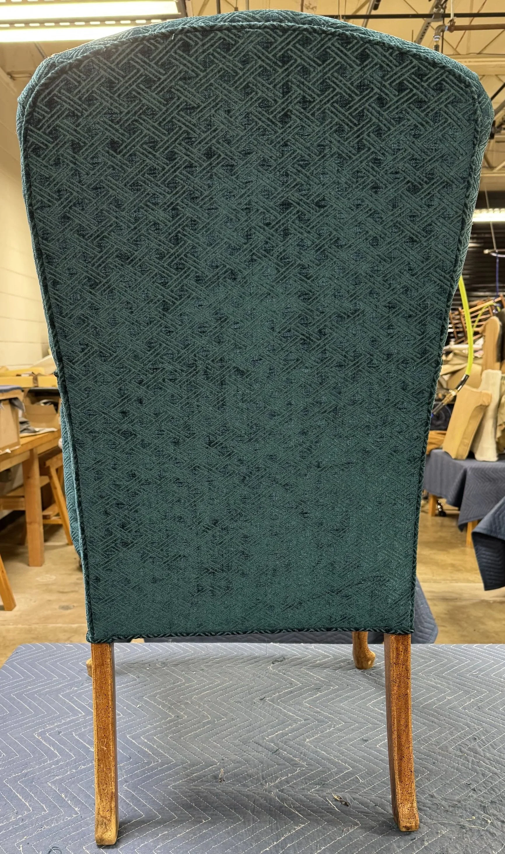 Teal Geometric Armchair &mdash; back