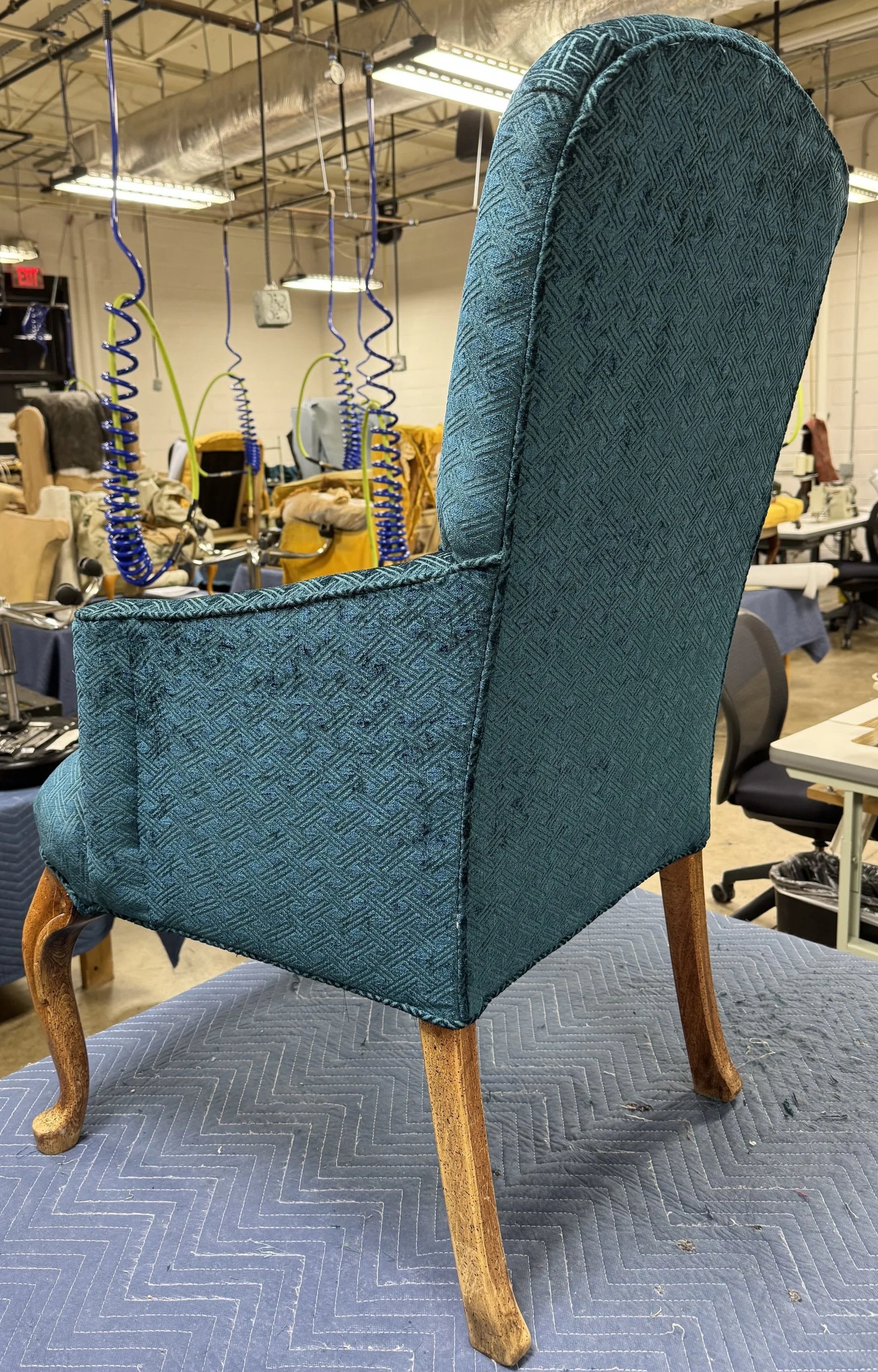Teal Geometric Armchair &mdash; front