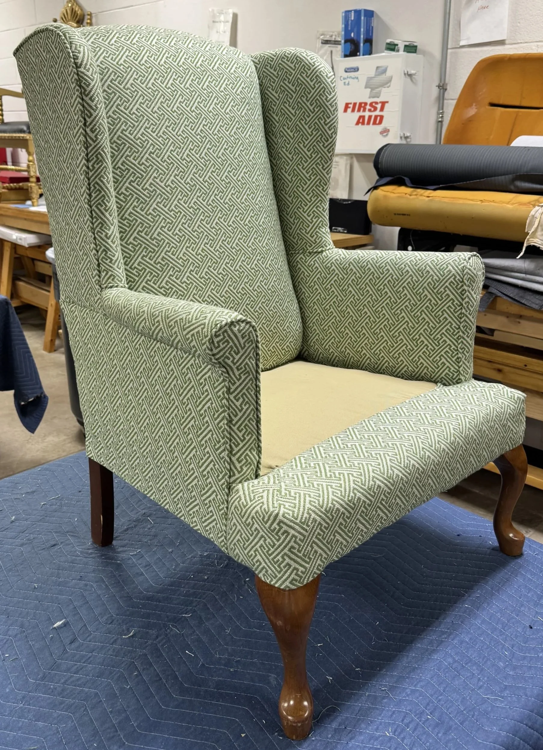 Sage Wingback &mdash; in home, angle