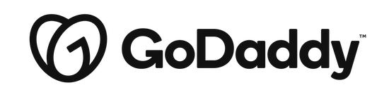 GoDaddy logo with heart-shaped symbol and company name.