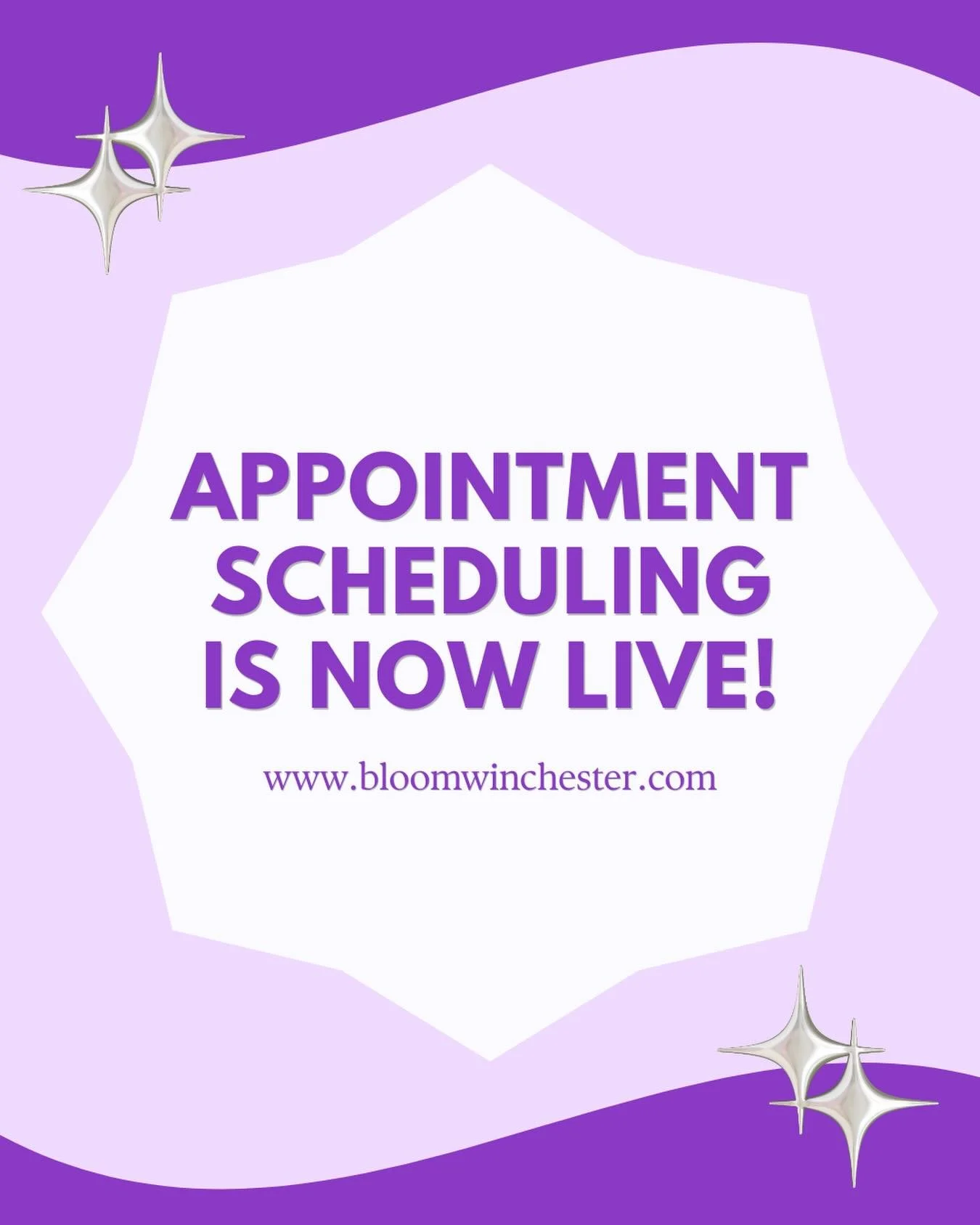 We are so excited to announce that appointment booking is NOW LIVE on our website, bloomwinchester.com! We have appointments as early as next Wednesday, May 20th. Sign up now using either of the links in our bio!