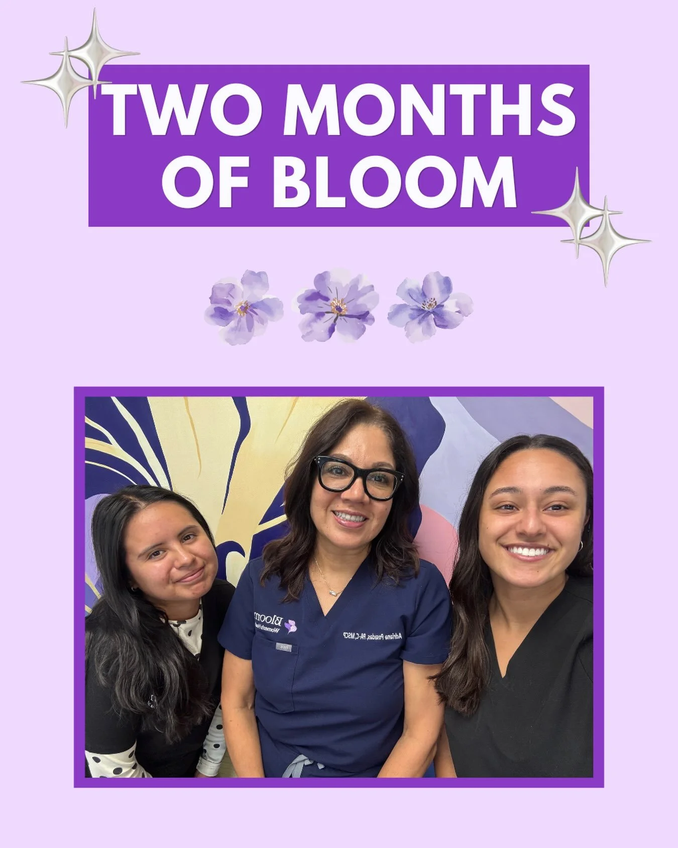 Today we are celebrating two months of Bloom! We have been so happy with the reception and warm welcome from the community. We are working hard every day to make sure our patients get the help they need - all of this is for you! In the next few days,