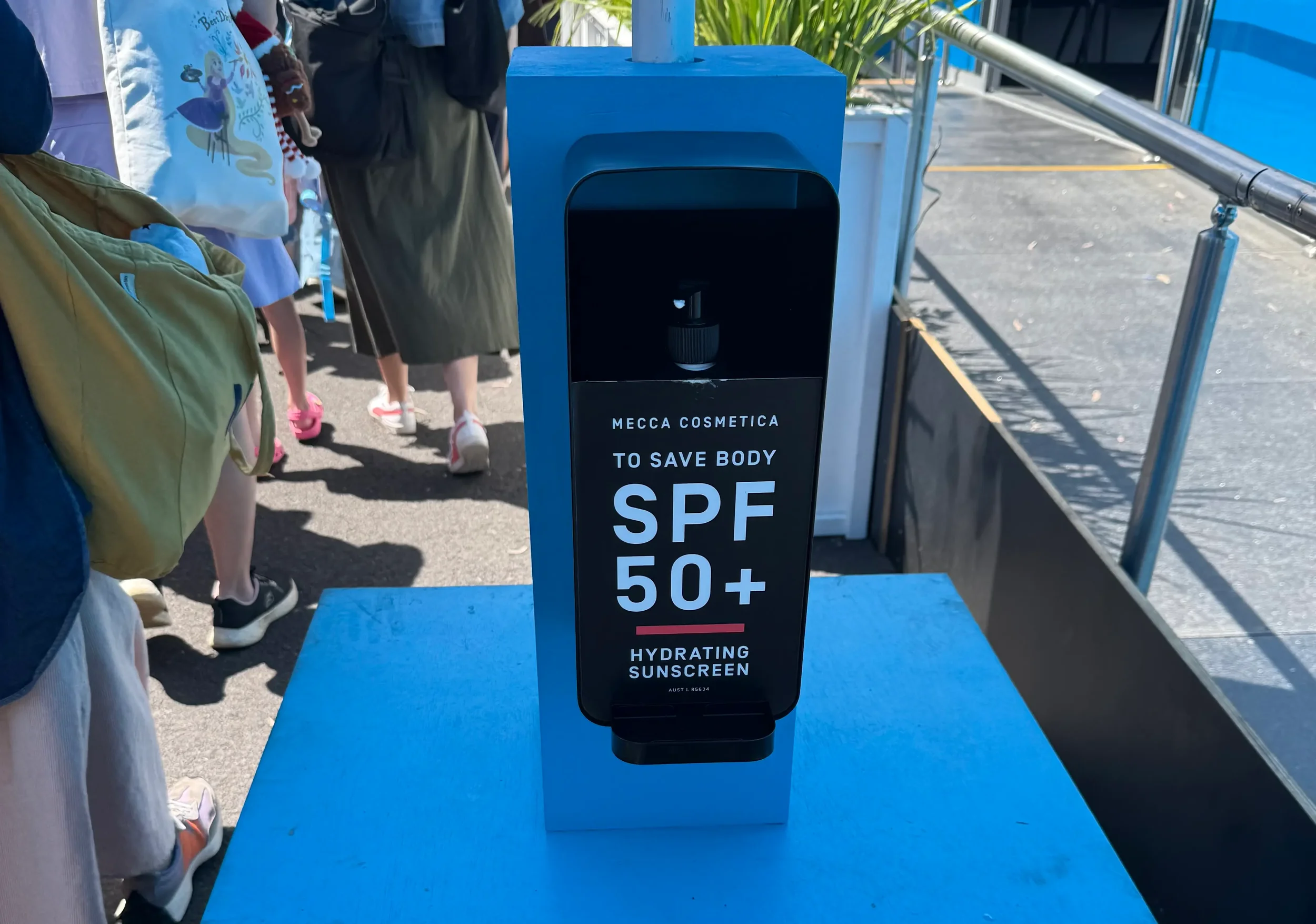 Mecca sunscreen sponsorship activation at the Australian Open