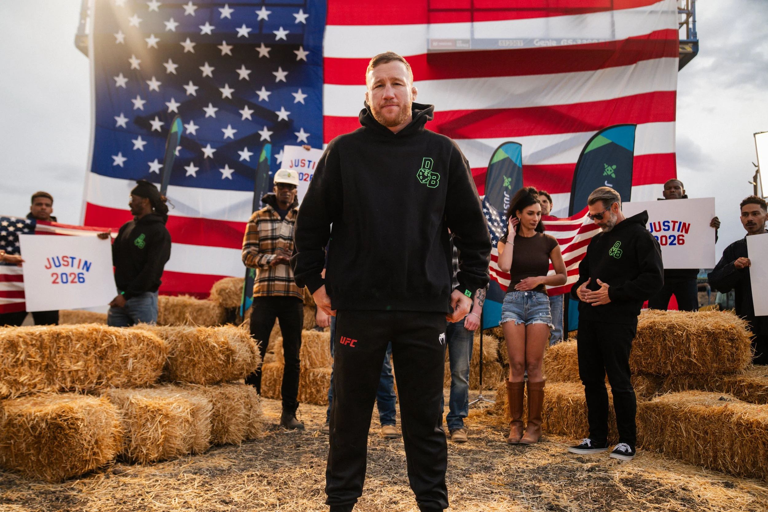 Justin Gaethje poses for his Duelbits campaign ahead of UFC Freedom 250