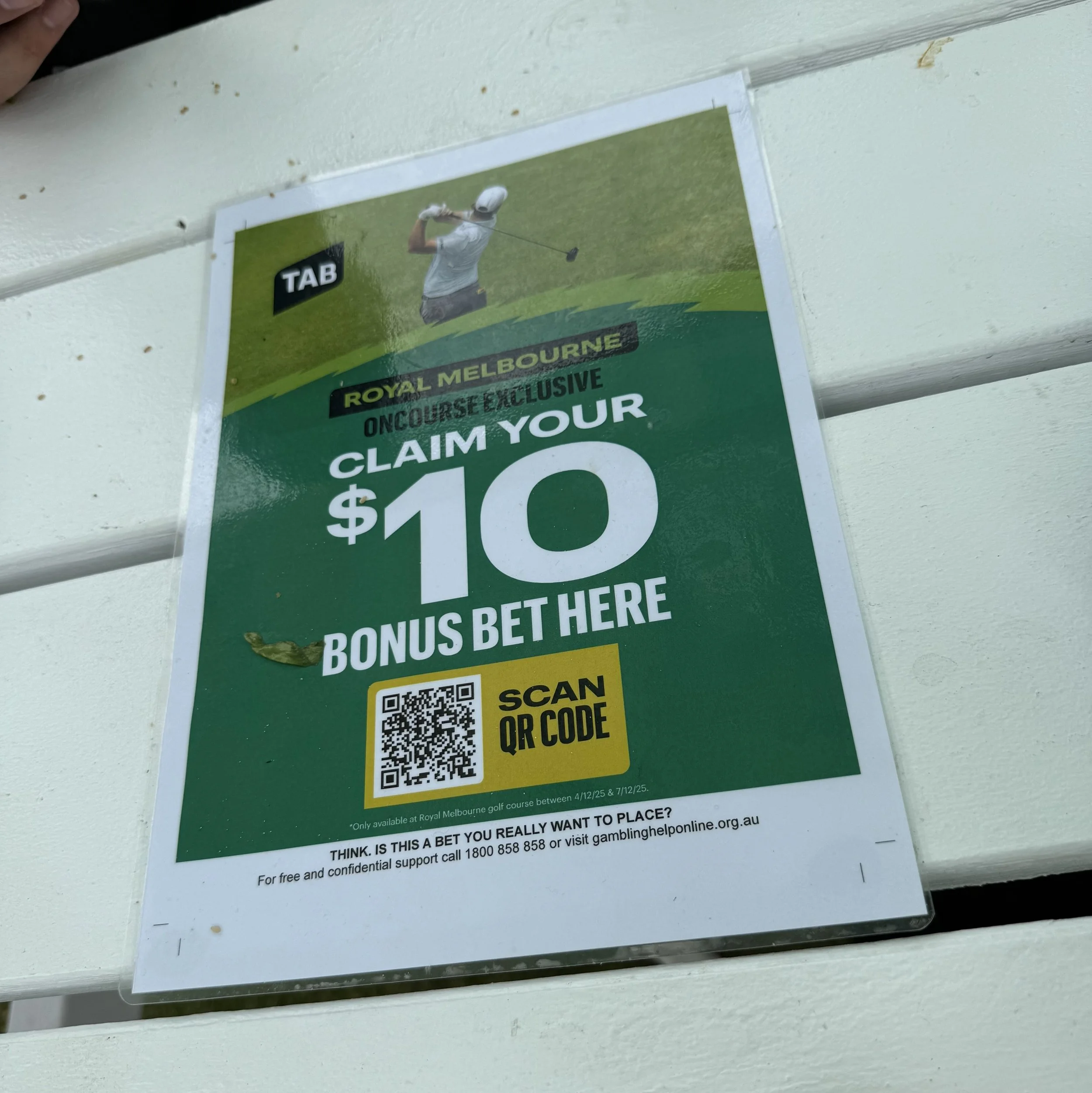 TAB Clubhouse at the 16th hole, offering fans shelter, screens, and a $10 free bet activation.