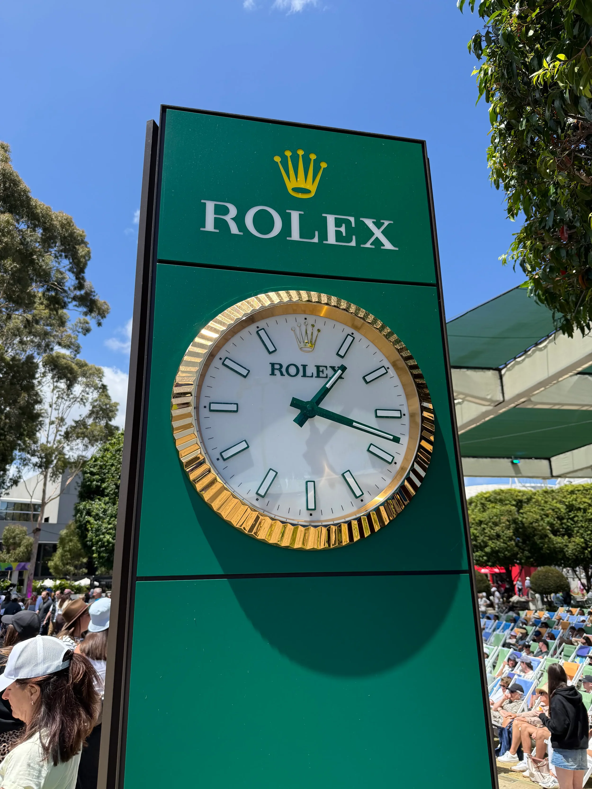 The iconic Rolex clock at the Australian Open 2026