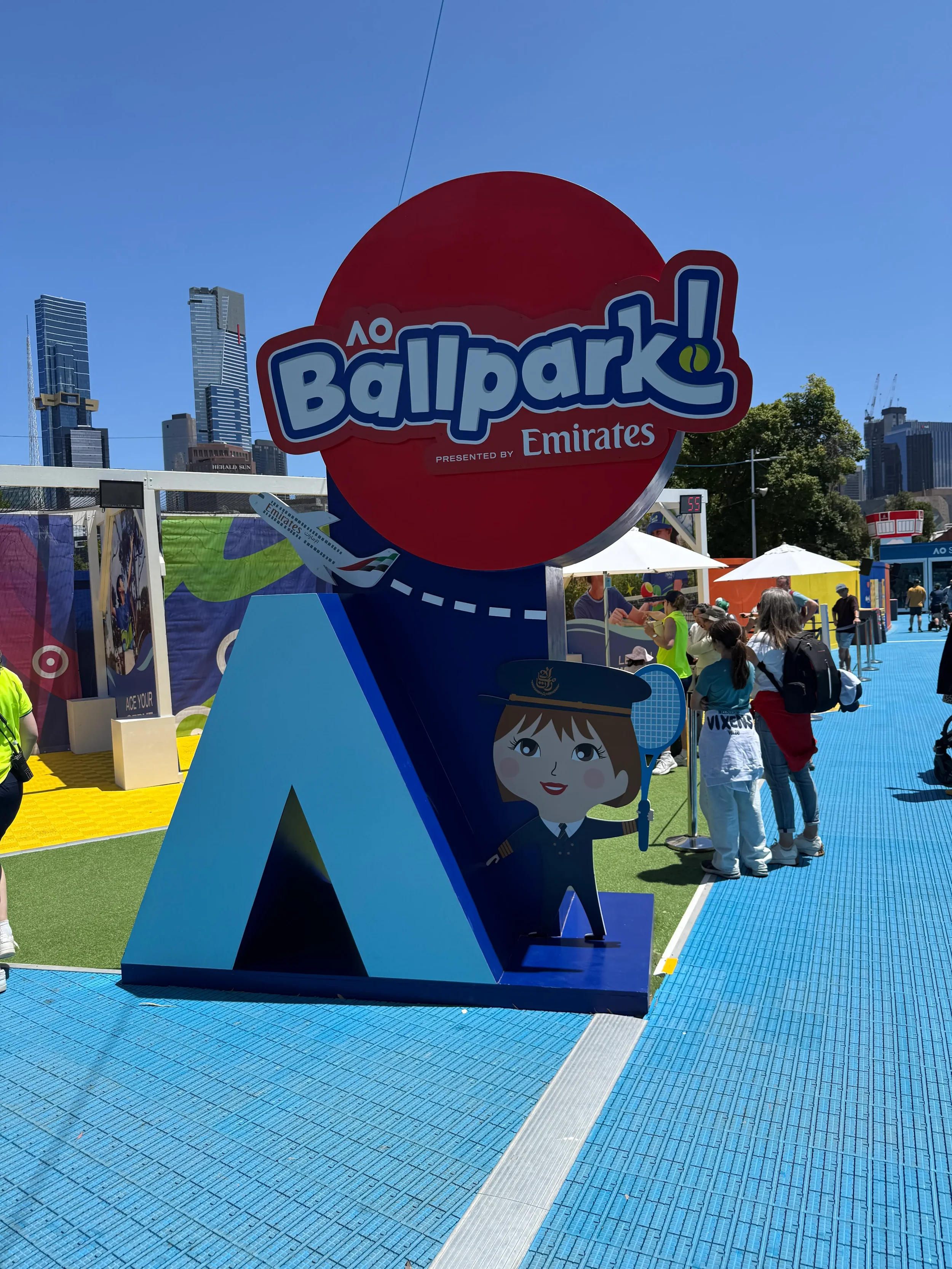 Fly away with me: Emirates puts families first with their Ball Park activation zone.