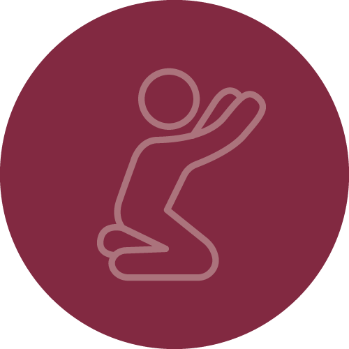 Icon of a person kneeling in worship for a christian online women's group.