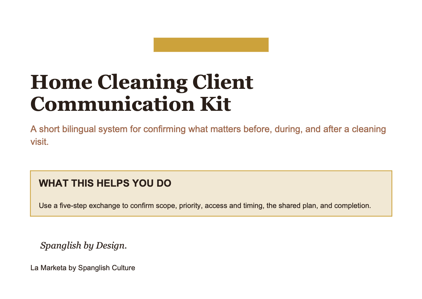 Home Cleaning Client Communication Kit | English + Spanish