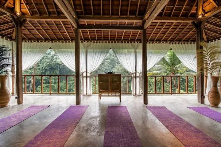 Cliffside luxury retreat villa with panoramic views over the lush Ubud valley, Bali — Jaya Hollohan sanctuary