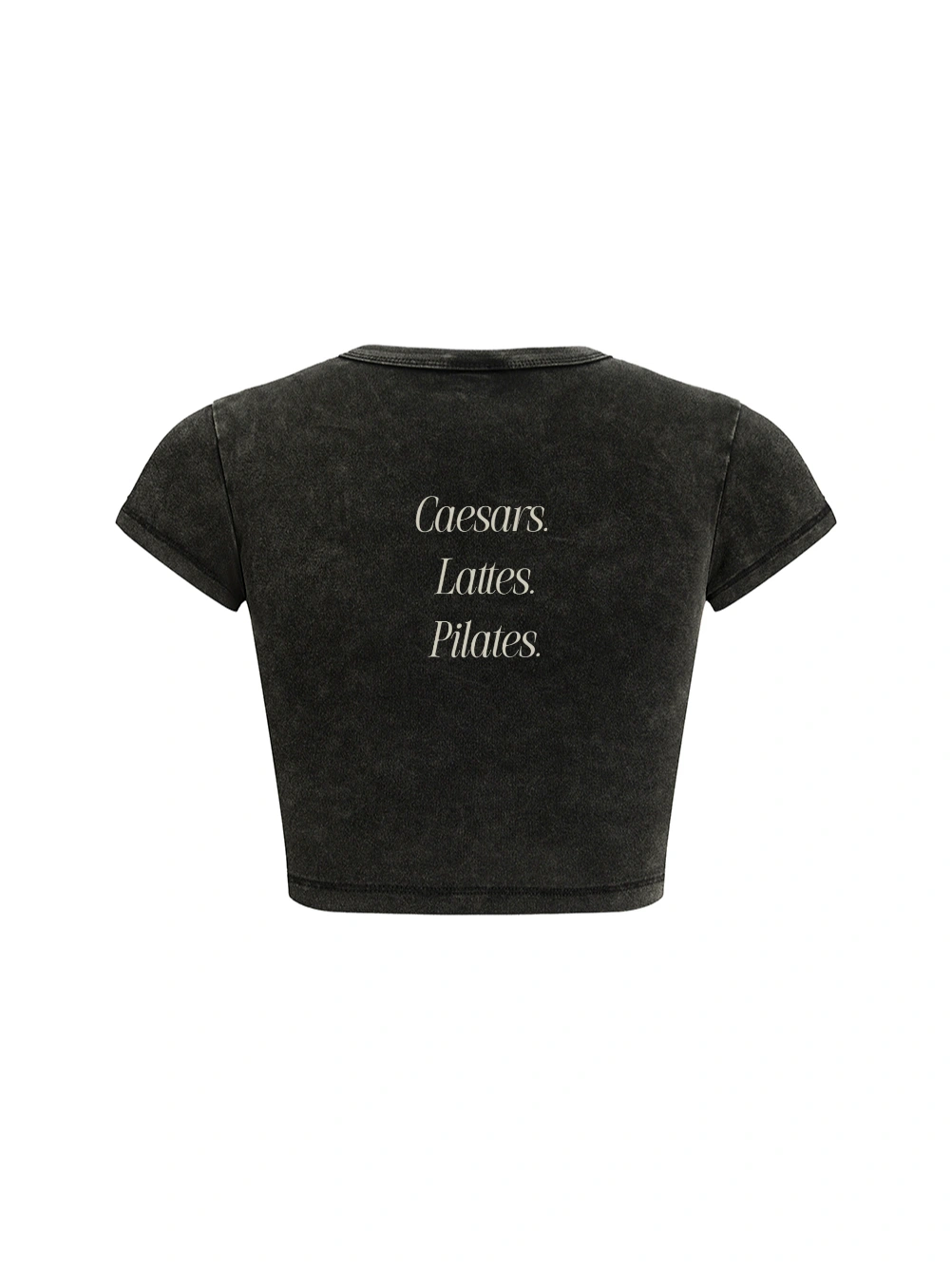 Caesars. Lattes. Pilates. Crop Top Black Back .png