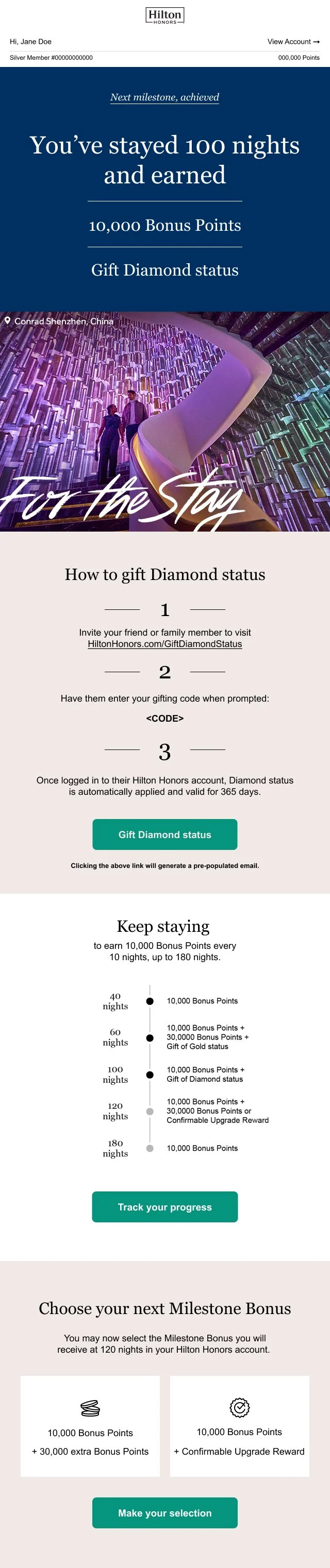 Bonus 100 nights email