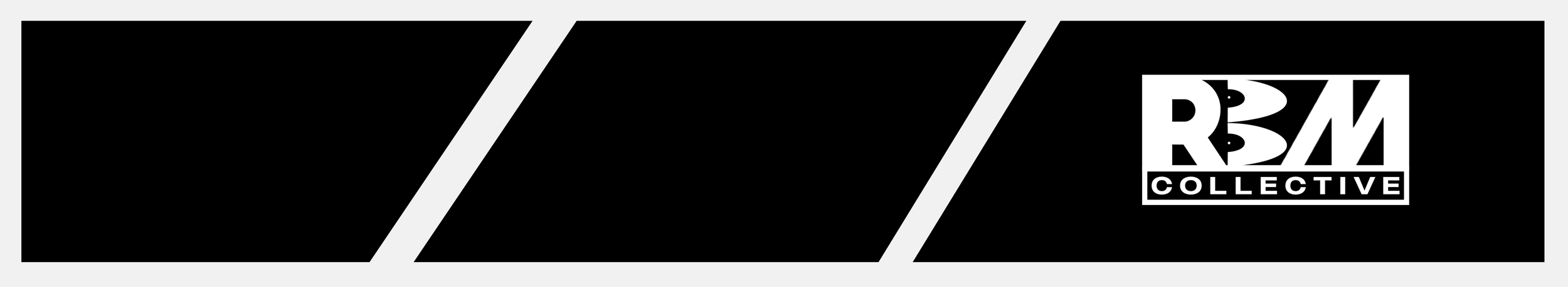 Black and white geometric design with the text 'B34 Collective' in a rectangular box on the right side.