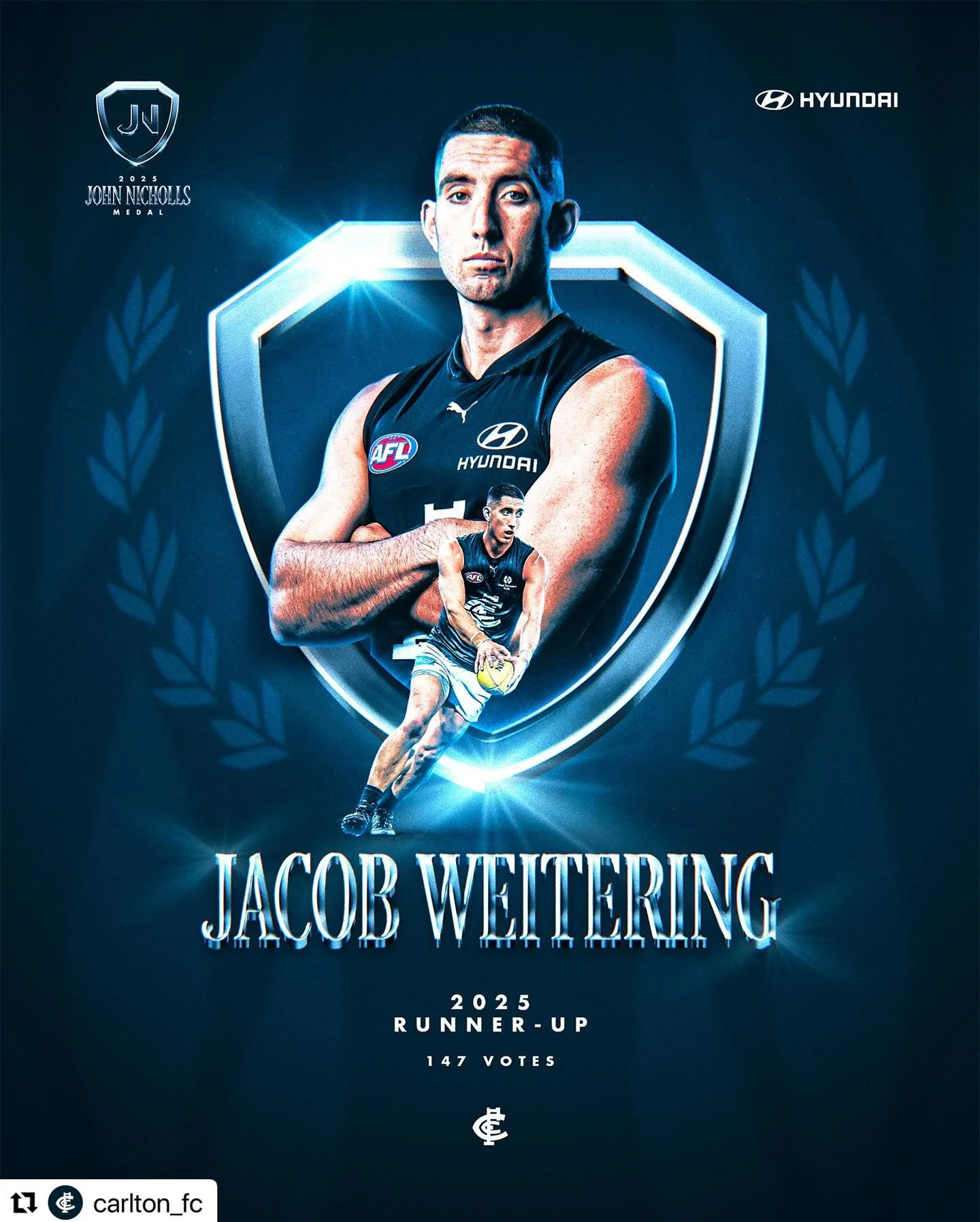 Congratulations @jacobweitering23 on another terrific season 🙌 🥈
・・・
The general ✊

In yet another consistent year for our co-vice captain - two-time winner Jacob Weitering is the #JNM25 runner-up!