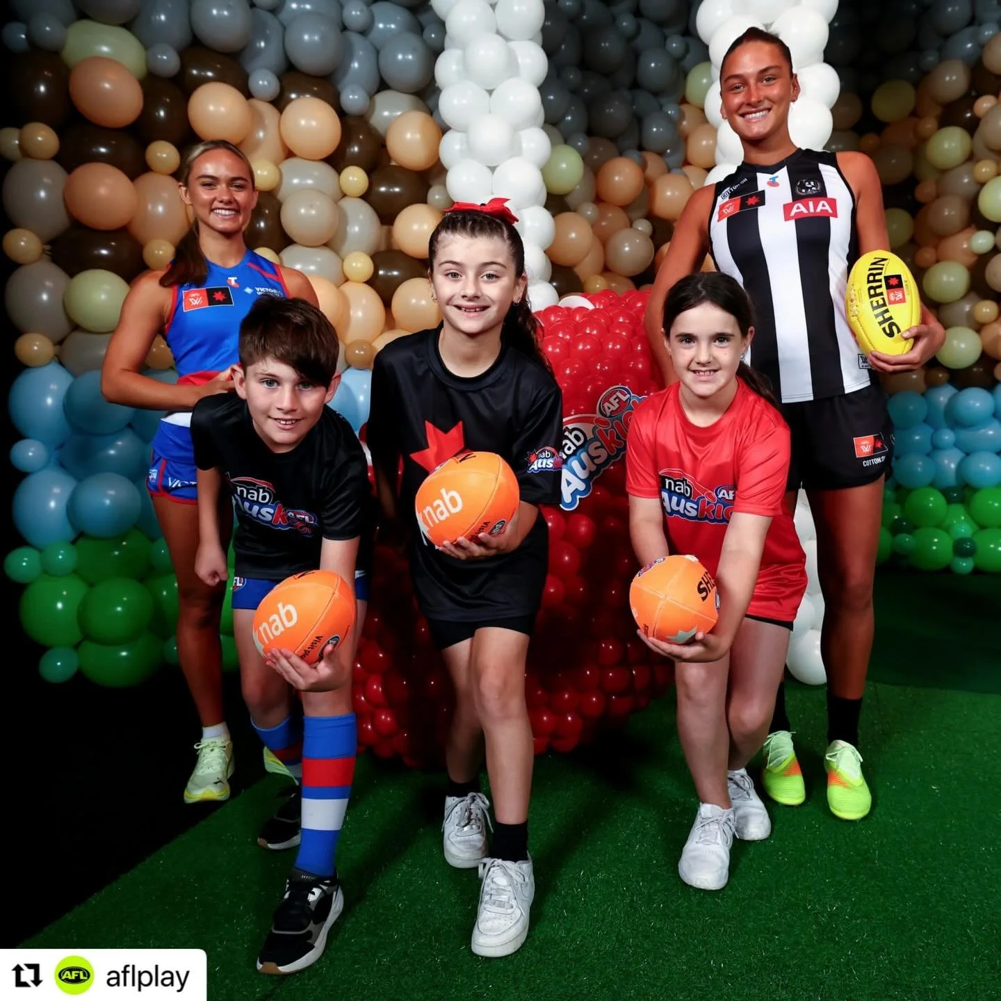@aflauskick launch for 2026 with @nab celebrating the 20th year as naming rights partner!

@ashsscentra &amp; @jasmyn.ms were there to raise the excitement levels of the Auskickers 🏈