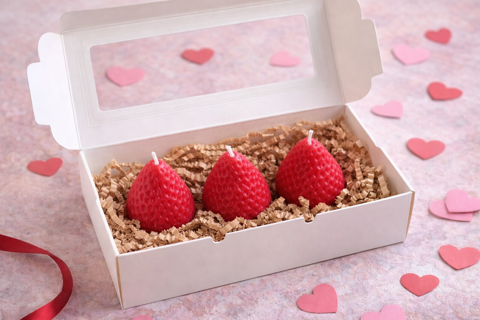 Strawberry Kisses - Valentine's Day Strawberry Candle Set
