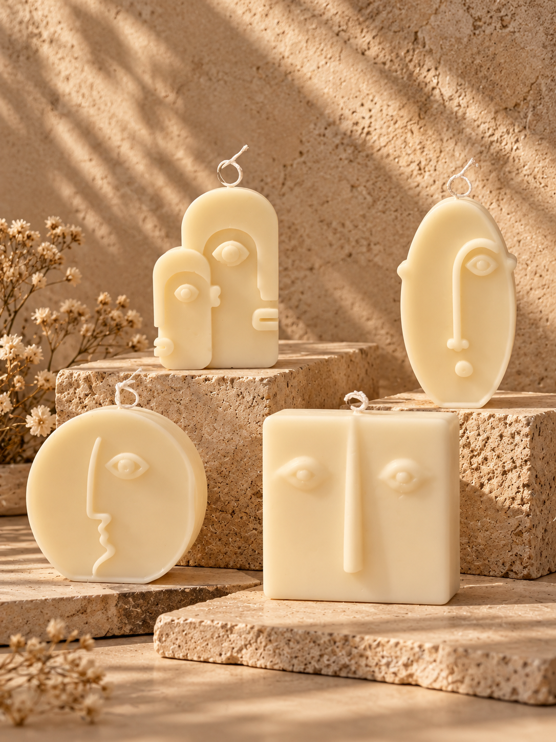Abstract Faces Sculptural Soy Candles