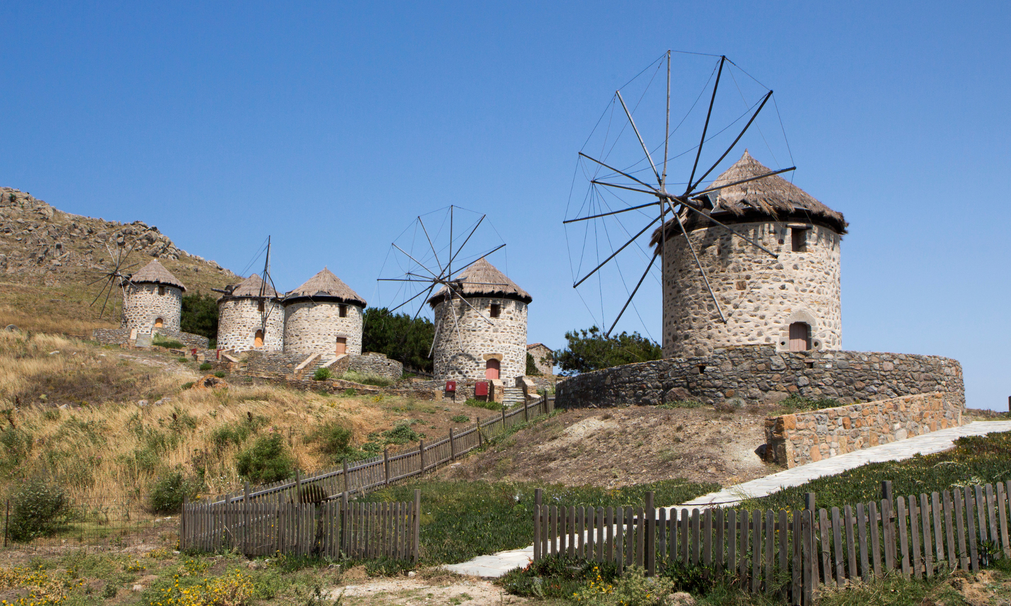 windmills on the island of lemnos