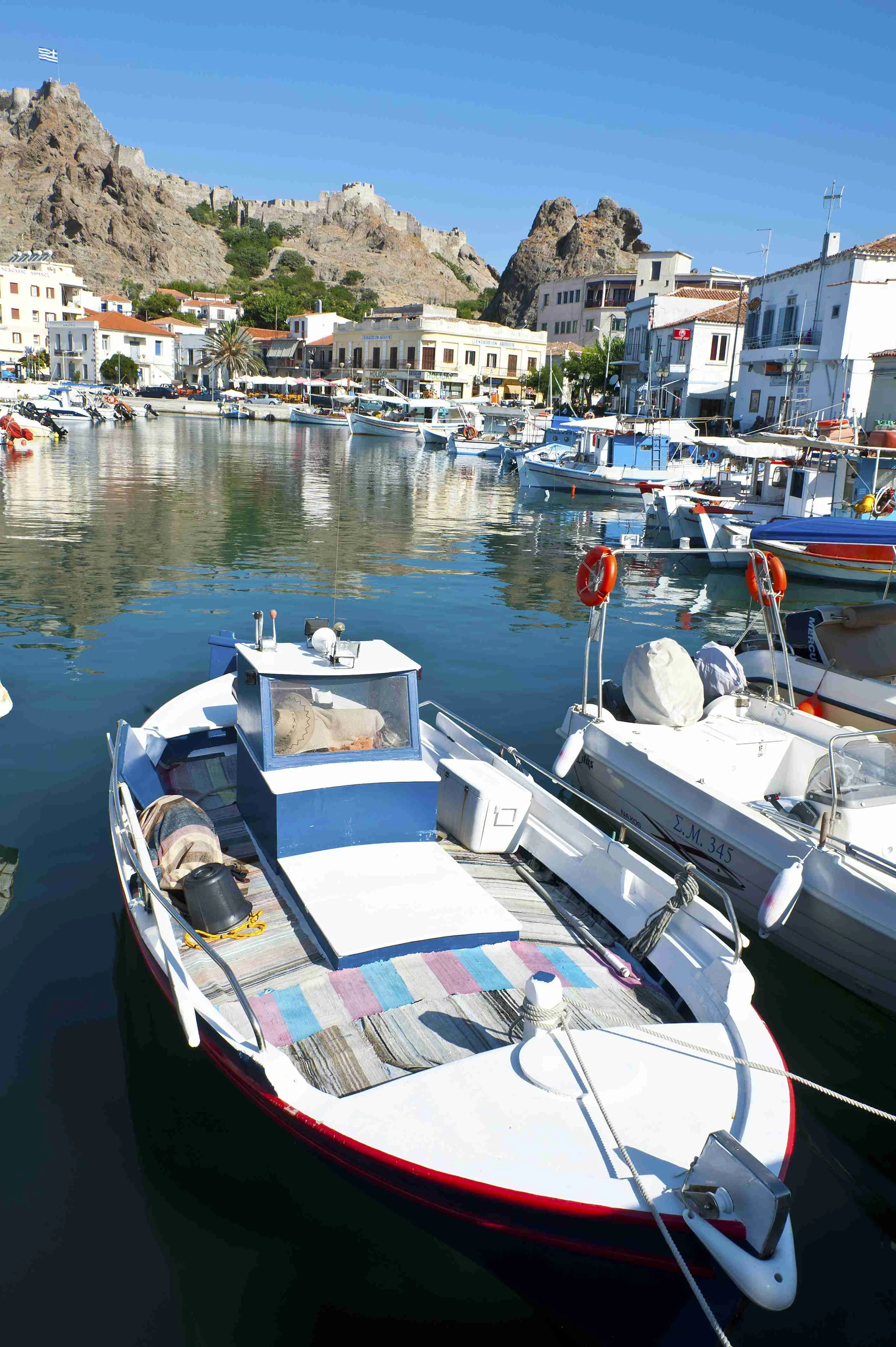 boats at the marina at myriana lemnos