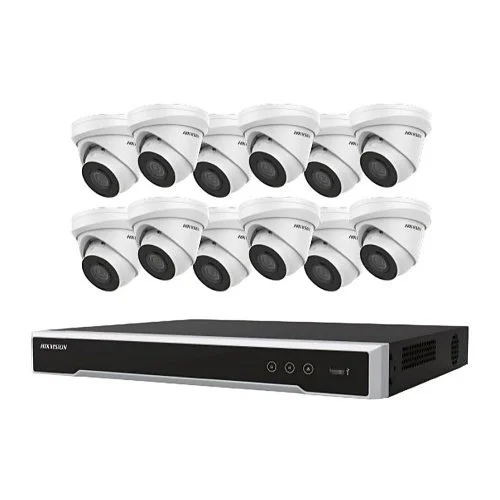 Hikvision Value Express 13-Piece Kit, (1) ERI-K216-P16 16-Channel NVR, (12) ECI-T24F2 4MP Cameras, 2.8mm Lens