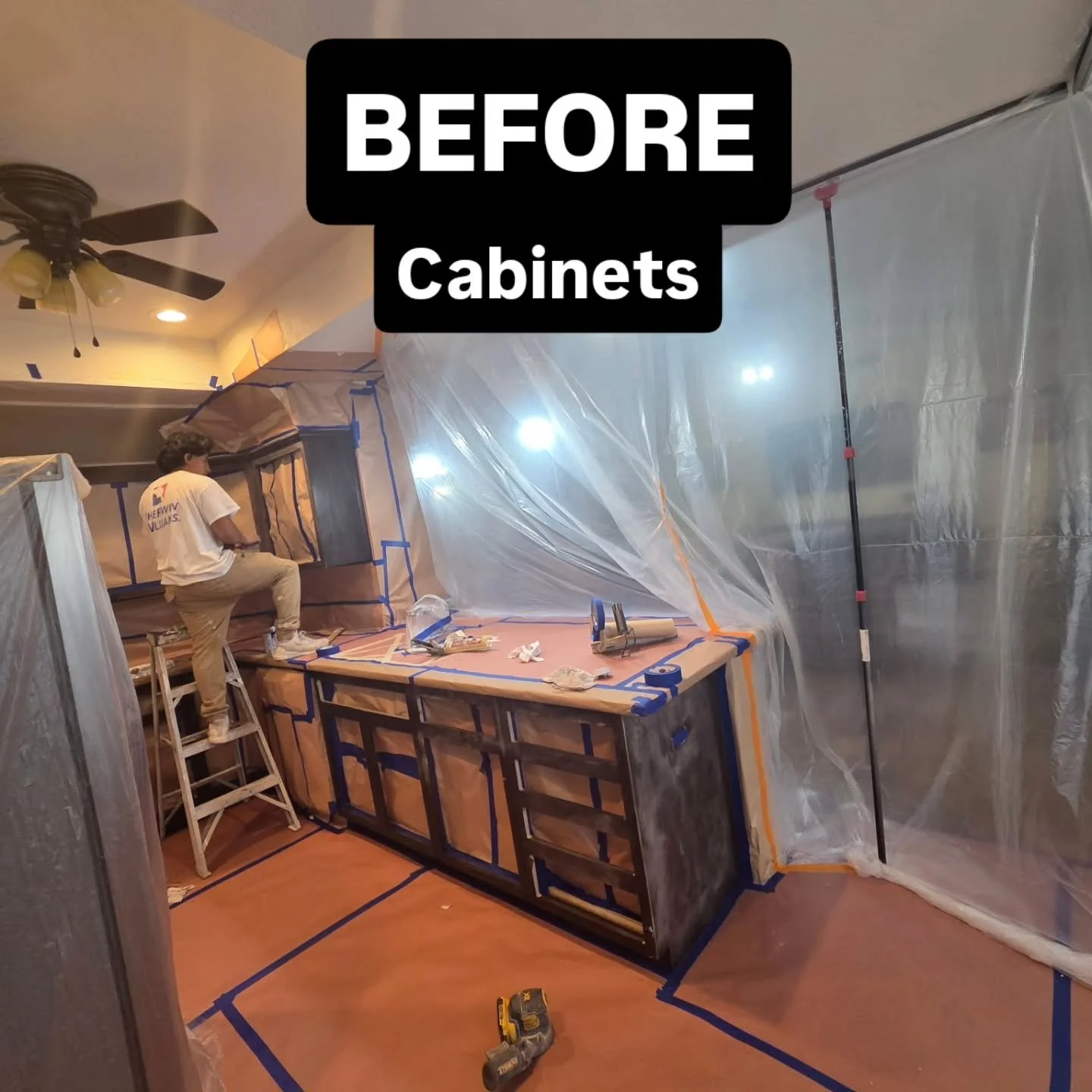 Cabinets 
1st slide - prep 
3rd slide- primer
4th slide - Final Results