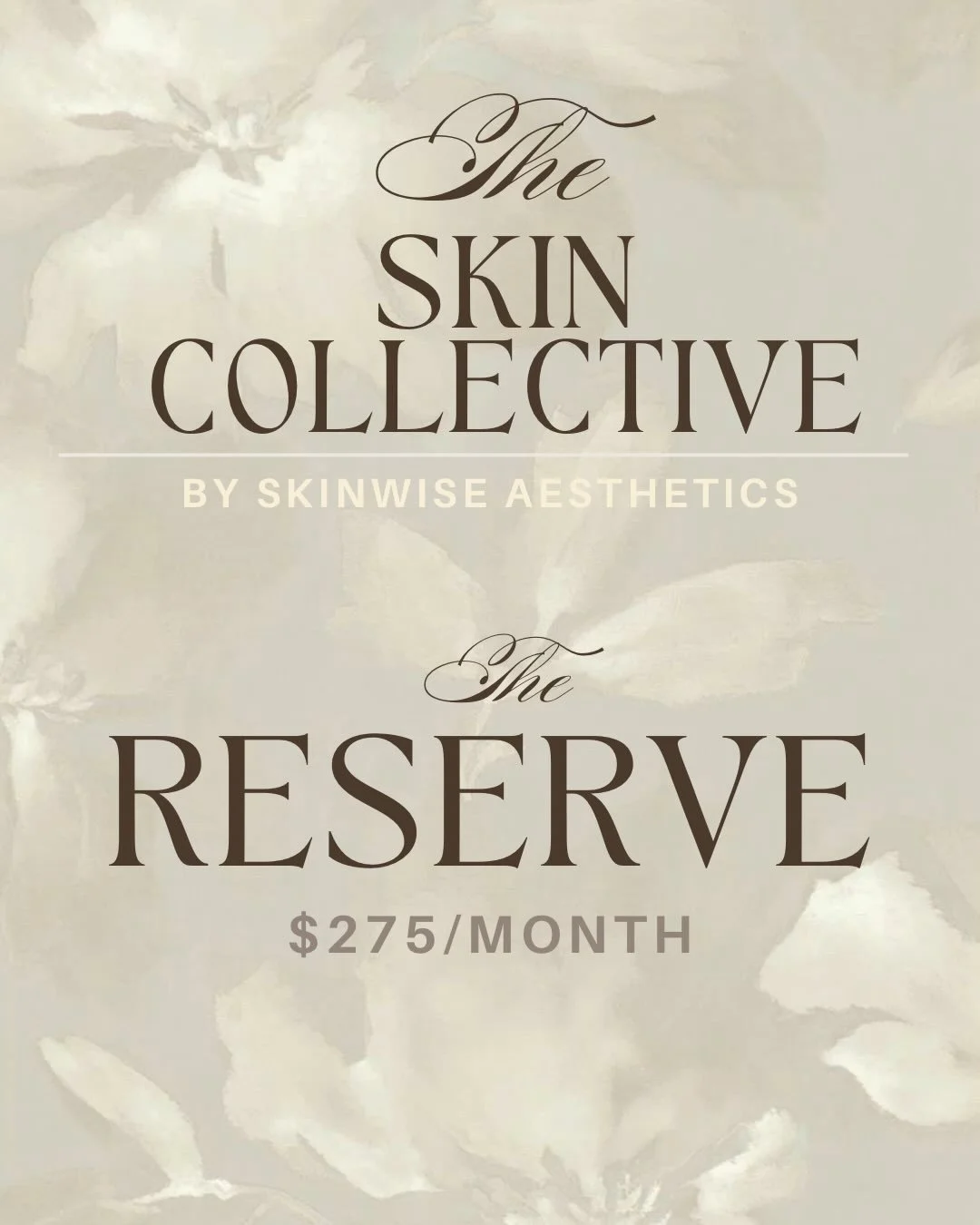 The Reserve Membership ✨
Designed for consistent, preventative care and maintaining your glow.
A structured approach to skin&mdash;without the need advanced treatments just yet. 
Founding member rates available now for limited time! 

Join now at ski