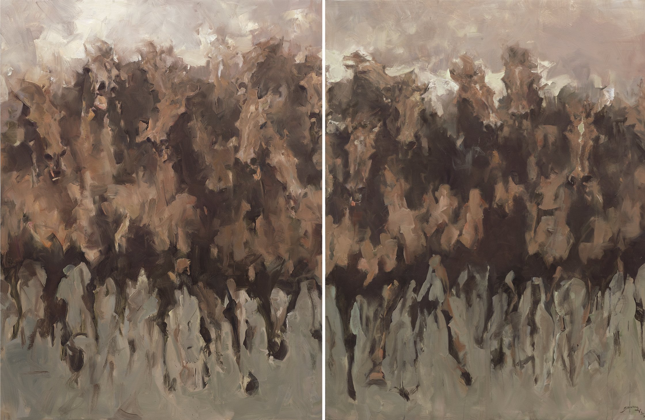 贝家骧 尘土飞扬 Momentum 布面油画 150×196cm×2 2014.jpg